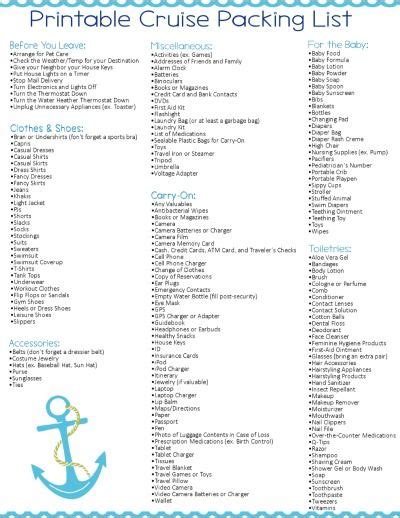 Free Printable Caribbean Cruise Packing List | Caribbean cruise packing, Cruise packing list ...