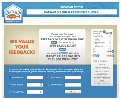 Captain D's Survey @ www.reviewcaptainds.com - Win $1000 or $1500 2024