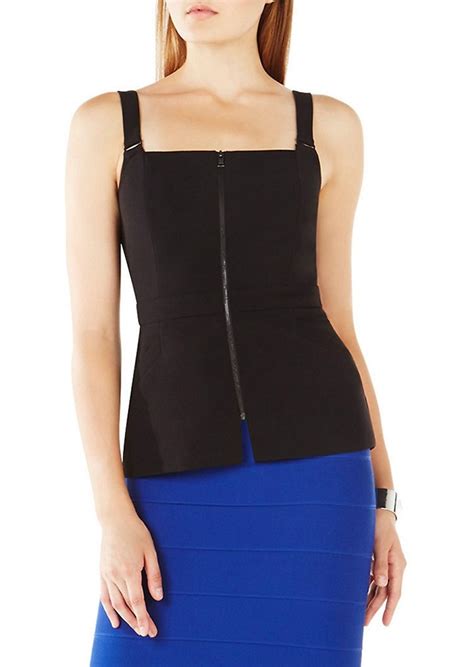 BCBG Max Azria BCBGMAXAZRIA Charly Zip Front Peplum Top | Tops