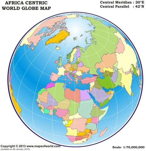 World Globe Map - Africa Centric