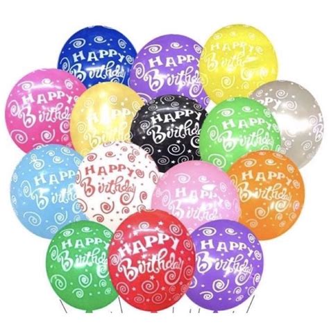 12 Inches Happy Birthday Balloons Printed Happy Birthday Party Decoration Happy Party Needs ...