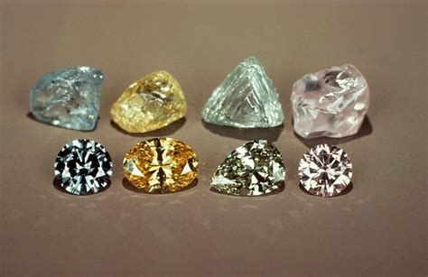 five different colored diamonds sitting next to each other