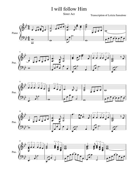 I will follow Him Sheet music for Piano (Solo) | Musescore.com