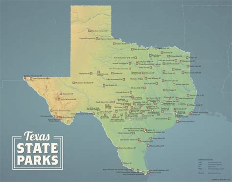 Texas State Parks Map 11x14 Print | Etsy