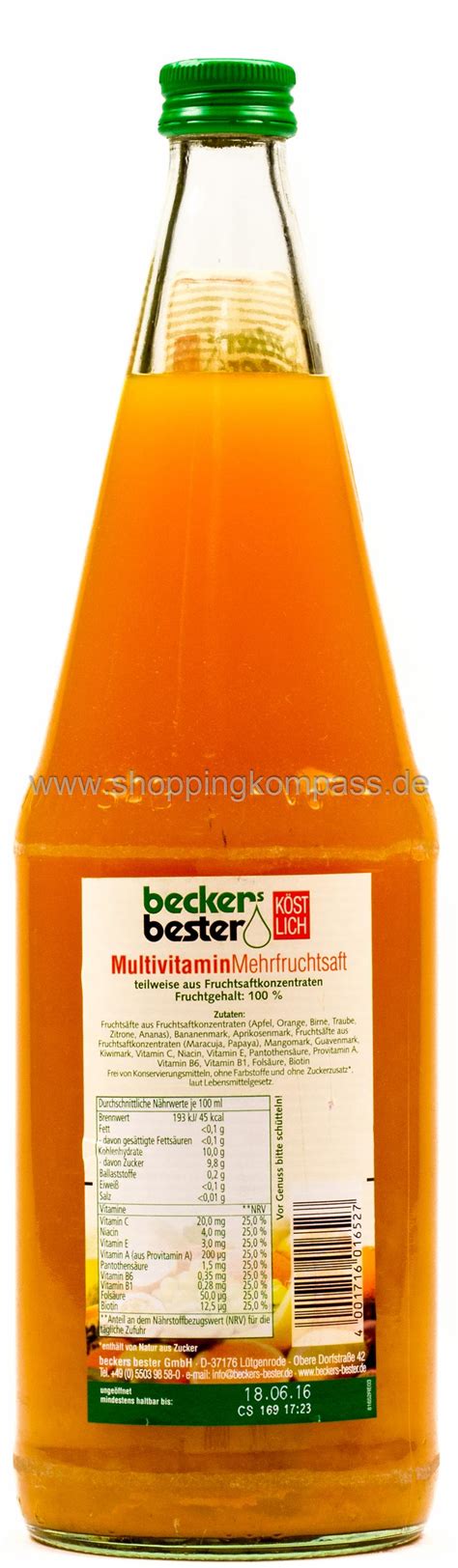 Beckers Bester Multivitamin Mehrfruchtsaft 1 l Glas Mehrweg - Ihr zuverlässiger Lieferservice