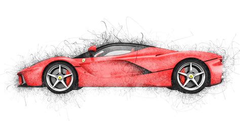 The Ferrari Laferrari - Side Sketch Digital Art by Paul Dordea