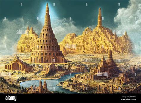 Ancient Babylon with Babel tower Stock Photo - Alamy