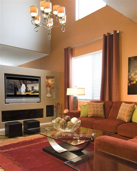 interior: Pretty Living Room With Beige Accents Wall Feat Brown Sectional Sofa And Glass Top ...