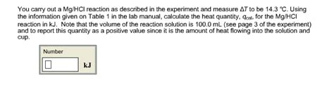 Solved You carry out a Mg/HCl reaction as described in the | Chegg.com