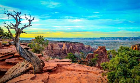 monument, Canyon, Colorado, Sunset, Mountains, Rocks, Trees, Landscape Wallpapers HD / Desktop ...