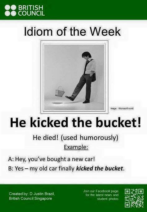 He kicked the bucket! | English idioms, Idioms, English phrases