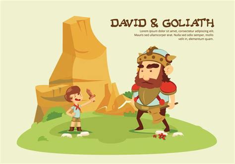 David And Goliath Story Cartoon Vector Illustration 150972 Vector Art ...