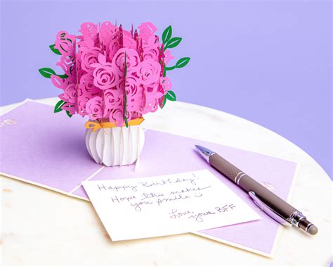 Pink Roses Bouquet Pop Up Card – PopLife