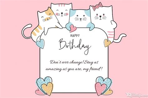 Customize Funny Birthday Card With Cute Cat Online