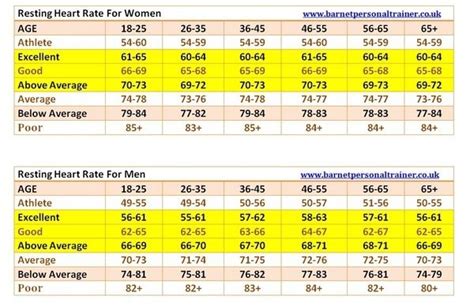 Exercise Heart Rate Chart By Age And Gender - WorkoutWalls