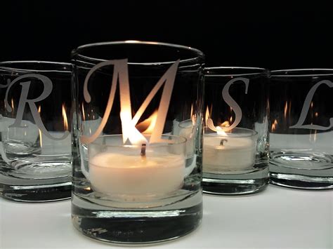 Amazon.com: Personalized Monogram Wedding Favors Engraved Glass Candle Holders Party Decor: Handmade