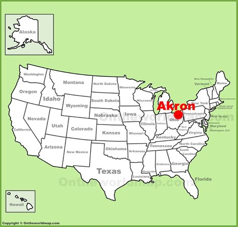 Akron location on the U.S. Map