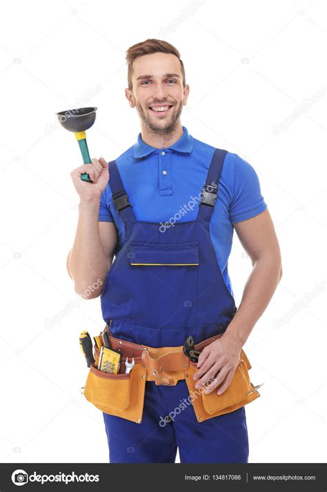 Plumber in blue uniform Stock Photo by ©belchonock 134817086