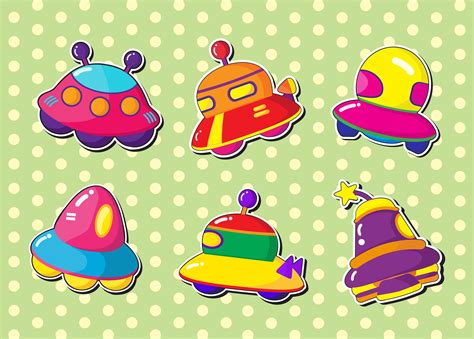 ufo stickers set 585615 Vector Art at Vecteezy