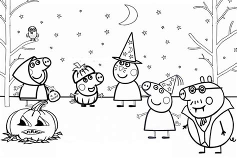 Peppa Pig on Halloween coloring page - Download, Print or Color Online for Free