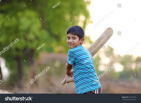 Rural Indian Child Playing Cricket Stock Photo 670377820 | Shutterstock