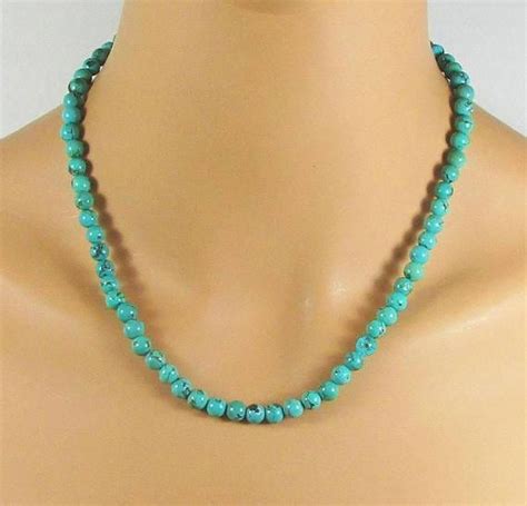 Genuine Turquoise Beaded Necklace Turquoise Necklace | Etsy