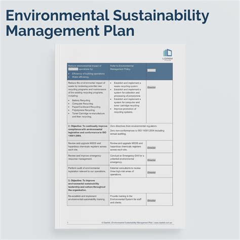 Environmental Sustainability Management Plan Template | Dawtek