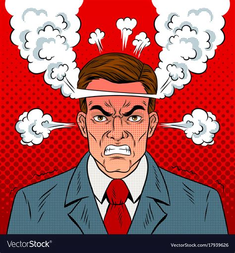 Angry man with boiling head pop art Royalty Free Vector