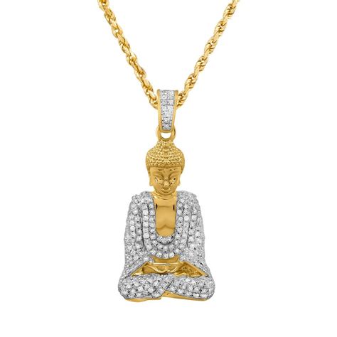 Detailed Diamond Buddha Pendant in 10k Yellow Gold .81 Ctw–New Drops