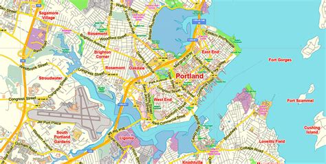 Portland Maine US Map Vector Exact City Plan Low Detailed Street Map ...