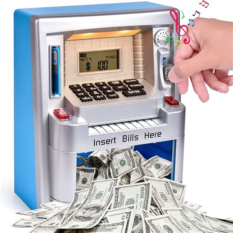 Fun Little Toys ATM Machine Toy for Real Money with Card, Piggy Bank for Kids, Funny Money Safe ...