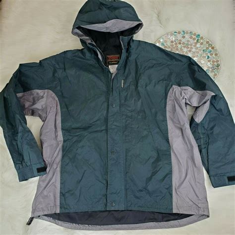 VTG Stearns Mens Wind Rain Jacket Size XL Green Dry Wear Hooded Snap ...