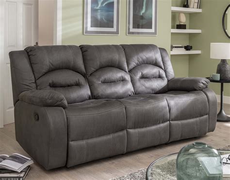 Nova 3 Seater Recliner Sofa Double in Grey - Furniture World