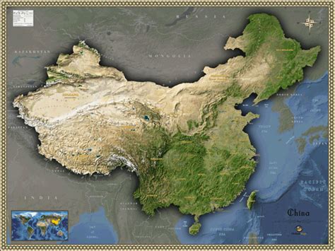 China Satellite Wall Map by Outlook Maps - MapSales