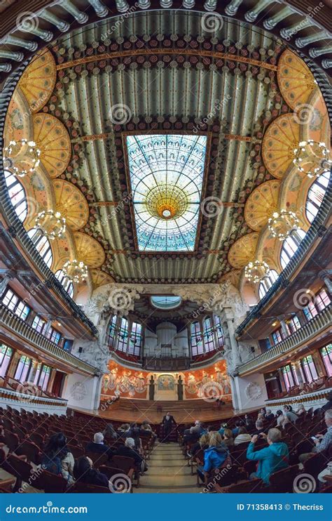 BARCELONA, SPAIN - APRIL 28: Interior of the Palace of Catalan Music on ...