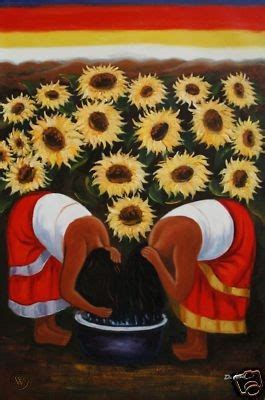 Women Sunflowers Field Diego Rivera Repro Oil Painting | #131308298