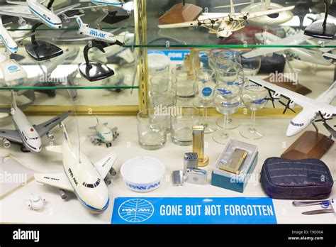 A display of Pan Am airlines memorabilia, on display at the Oregon Air and Space Museum in ...