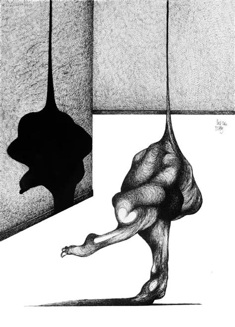 Hanging by a thread Drawing by Red Tweny | Saatchi Art