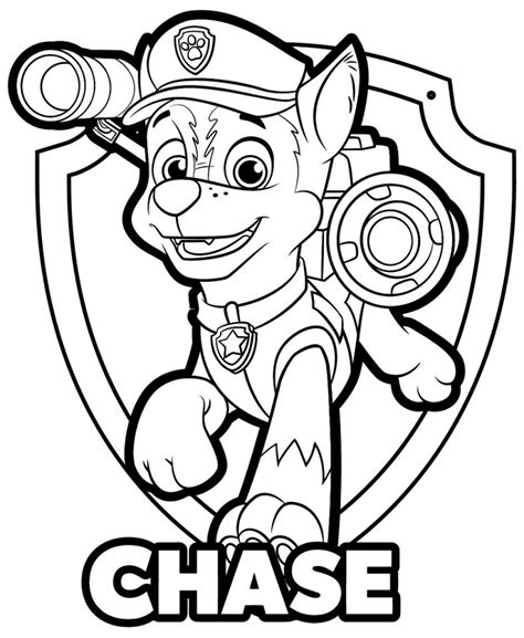 PAW Patrol Coloring Pages Chase | Paw patrol coloring, Paw patrol ...