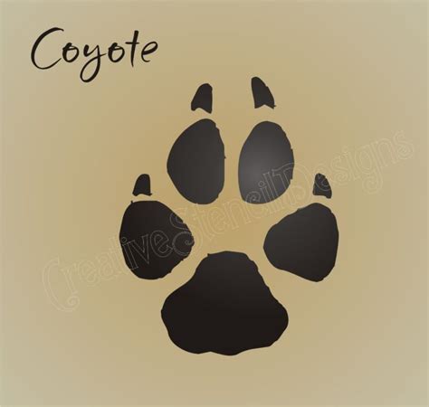 STENCIL 3" Coyote Paw Print Track Wild Animal Hunt Rustic Lodge Cabin ...