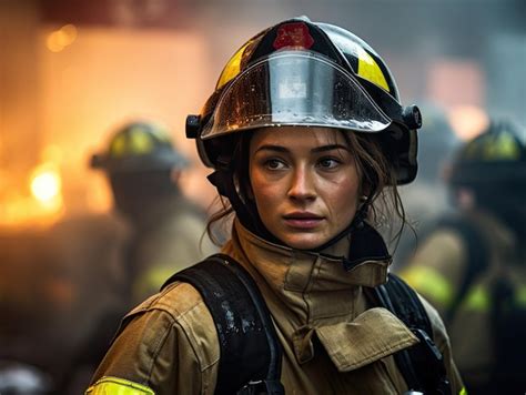 Premium AI Image | a woman wearing a firefighter uniform