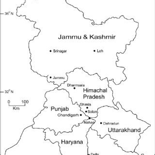 Map of the northern region of India. | Download Scientific Diagram