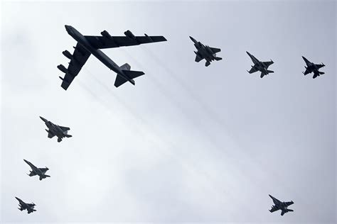 Aircraft fly in formation during exercise Cope North 20