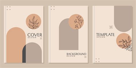 brown aesthetic cover design set. minimalist and trendy template design with earth tones. for ...