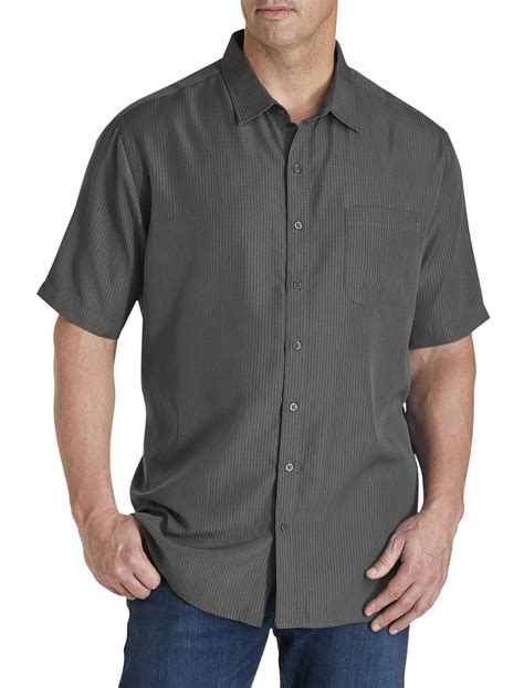 Harbor Bay by DXL Big and Tall Men's Microfiber Comfort Grid Sport Shirt, Castle Rock, 3XLT ...