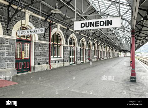 Platform, historic Dunedin Railway Station, Dunedin, South Island, New Zealand, Oceania Stock ...