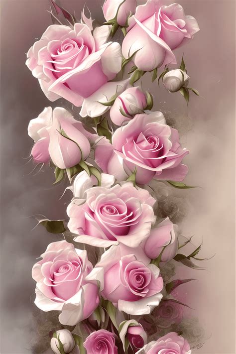 Light Pink Roses on Ivory Background · Creative Fabrica