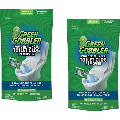 Green Gobbler 16.5 oz. Powder Plunger Toilet Clog Remover (2 Pack ...