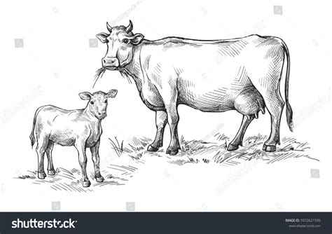 Cow With Calf Drawing - Drawing.rjuuc.edu.np