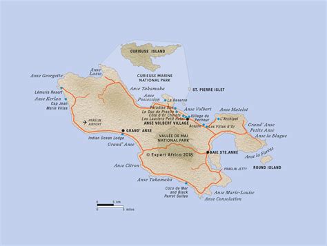 Reference map of Praslin Island, Seychelles | Expert Africa